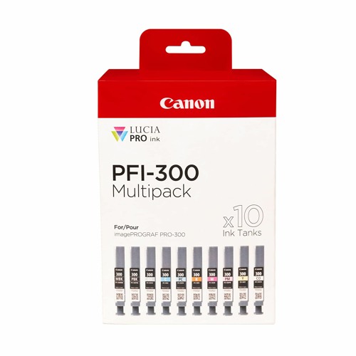 FREE SHIPPING Canon PFI-300 Mulitpack Printer Ink for imagePROGRAF PRO-300 with 10 Ink Cartridge